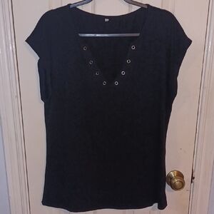 V-Neck Eyelet Top